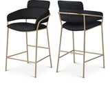 Yara Velvet Upholstered Counter Stool — 550-C - Black - 550Black-C Double Chair