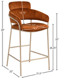 Yara Velvet Upholstered Counter Stool — 550-C - Cognac - 550Cognac-C Dim
