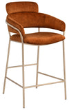 Yara Velvet Upholstered Counter Stool — 550-C - Cognac - 550Cognac-C