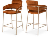 Yara Velvet Upholstered Counter Stool — 550-C - Cognac - 550Cognac-C Double Chair