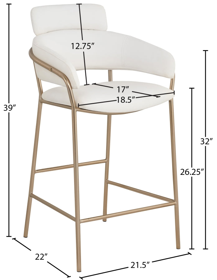 Yara Vegan Leather Upholstered Counter Stool — 550-C-Leather - Cream - 550Cream-C Dim