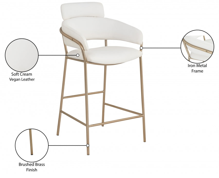 Yara Vegan Leather Upholstered Counter Stool — 550-C-Leather - Cream - 550Cream-C Infographic