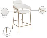 Yara Vegan Leather Upholstered Counter Stool — 550-C-Leather - Cream - 550Cream-C Infographic
