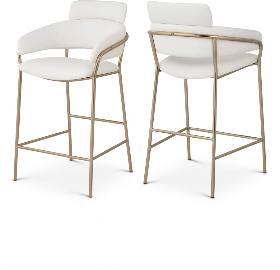 Yara Vegan Leather Upholstered Counter Stool — 550-C-Leather - Cream - 550Cream-C Double Chair