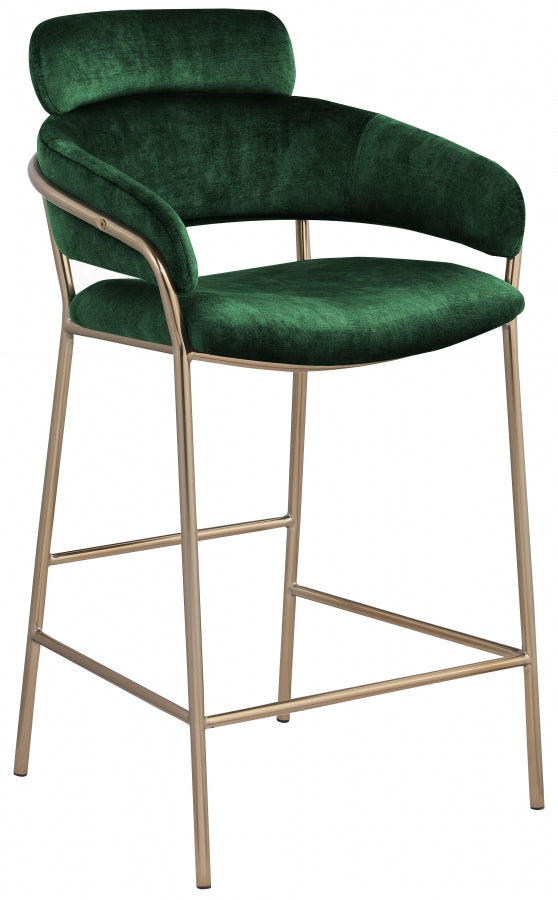 Yara Velvet Upholstered Counter Stool — 550-C - Green - 550Green-C