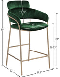 Yara Velvet Upholstered Counter Stool — 550-C - Green - 550Green-C Dim