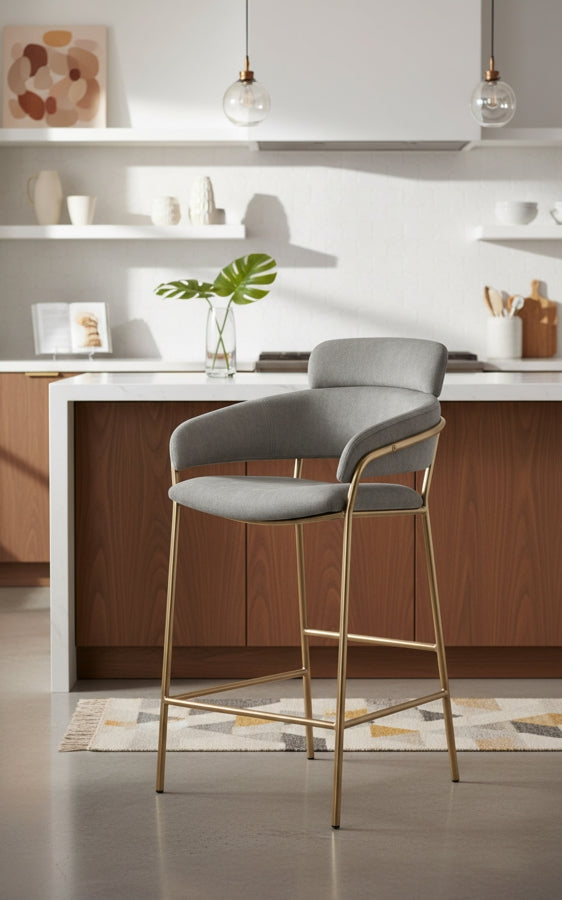 Yara Velvet Upholstered Counter Stool — 550-C - Grey - 550Grey-C alternate view 1