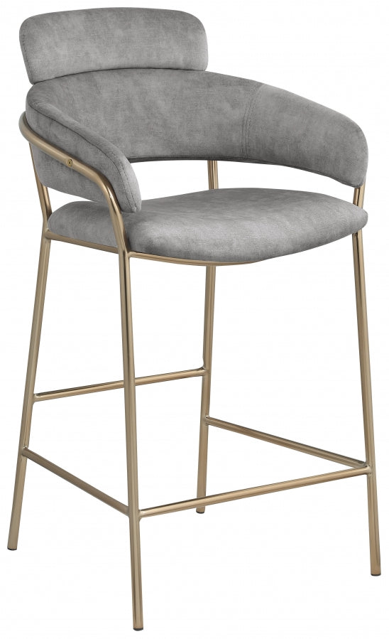Yara Velvet Upholstered Counter Stool — 550-C - Grey - 550Grey-C