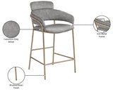 Yara Velvet Upholstered Counter Stool — 550-C - Grey - 550Grey-C Infographic