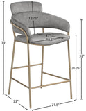 Yara Velvet Upholstered Counter Stool — 550-C - Grey - 550Grey-C Dim