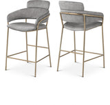 Yara Velvet Upholstered Counter Stool — 550-C - Grey - 550Grey-C Double Chair