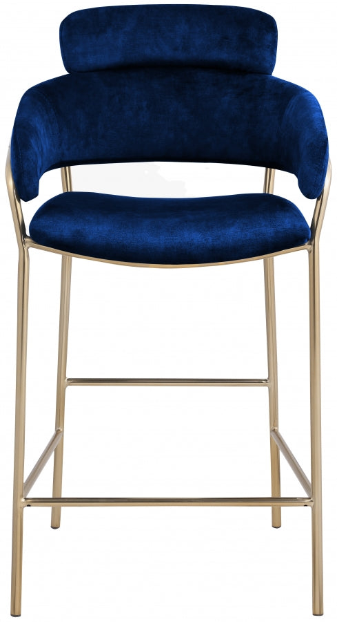 Yara Velvet Upholstered Counter Stool — 550-C - Blue - 550Navy-C alternate view 3