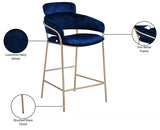 Yara Velvet Upholstered Counter Stool — 550-C - Blue - 550Navy-C Infographic