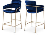 Yara Velvet Upholstered Counter Stool — 550-C - Blue - 550Navy-C Double Chair