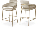 Yara Velvet Upholstered Counter Stool — 550-C - Stone - 550Stone-C Double Chair