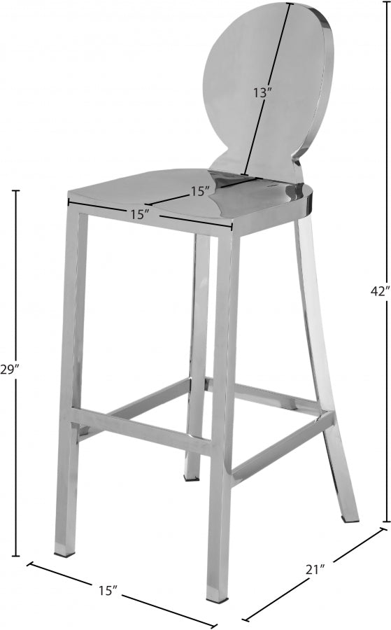 Maddox Chrome Stainless Steel Bar Stool — 704-C - Silver - 704 Dim