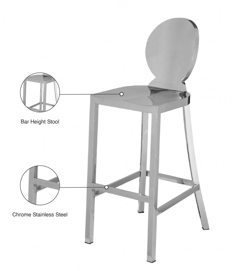 Maddox Chrome Stainless Steel Bar Stool — 704-C - Silver - 704 Infographic