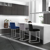 Heidi Velvet Upholstered Counter Stool — 708-C - Black - 708Black-C alternate view 1