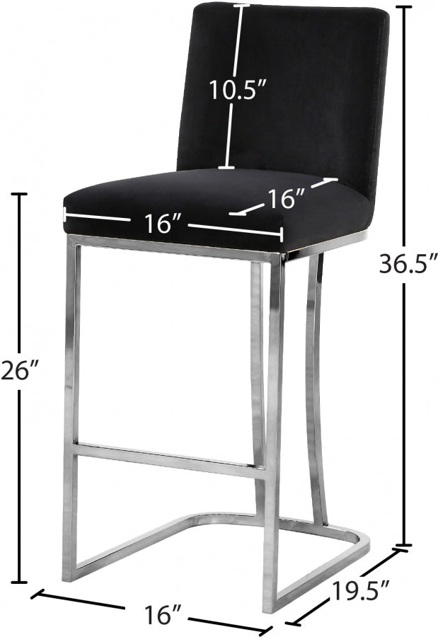 Heidi Velvet Upholstered Counter Stool — 708-C - Black - 708Black-C Dim