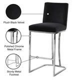 Heidi Velvet Upholstered Counter Stool — 708-C - Black - 708Black-C Infographic