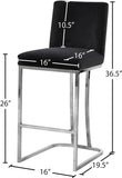 Heidi Velvet Upholstered Counter Stool — 708-C - Black - 708Black-C Dim