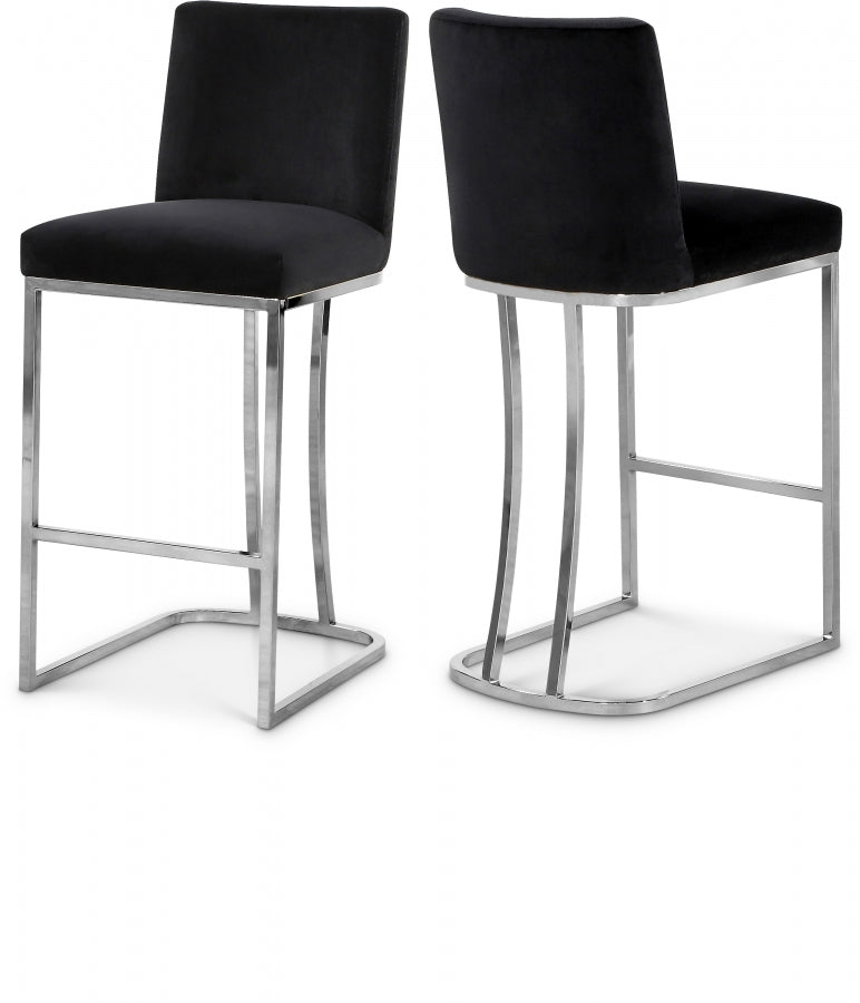Heidi Velvet Upholstered Counter Stool — 708-C - Black - 708Black-C Double Chair