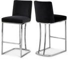 Heidi Velvet Upholstered Counter Stool — 708-C - Black - 708Black-C Double Chair