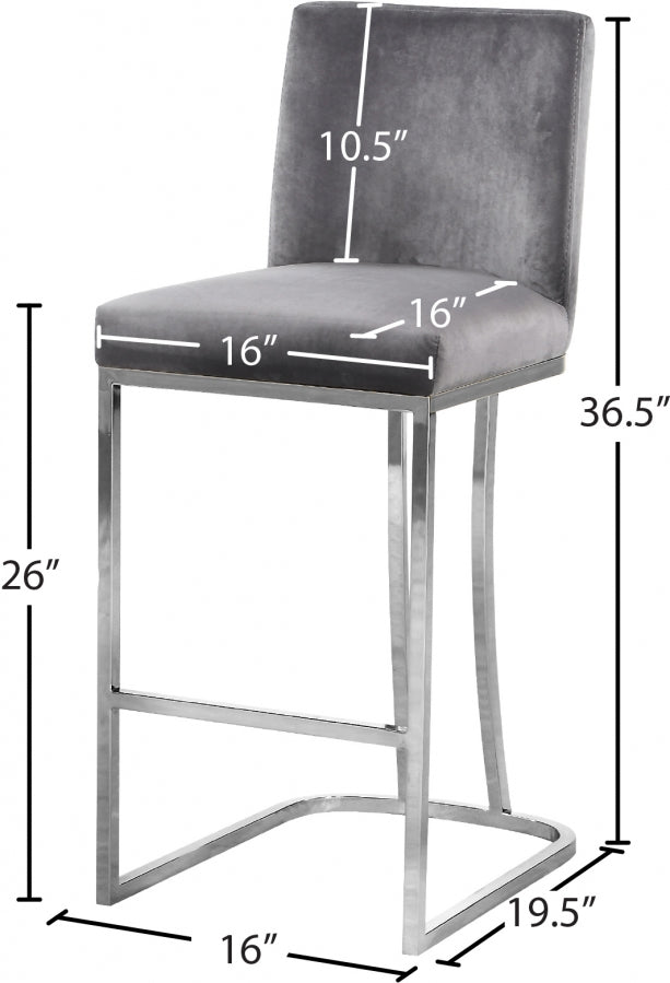 Heidi Velvet Upholstered Counter Stool — 708-C - Grey - 708Grey-C Dim