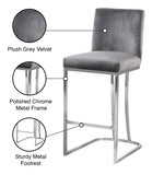 Heidi Velvet Upholstered Counter Stool — 708-C - Grey - 708Grey-C Infographic