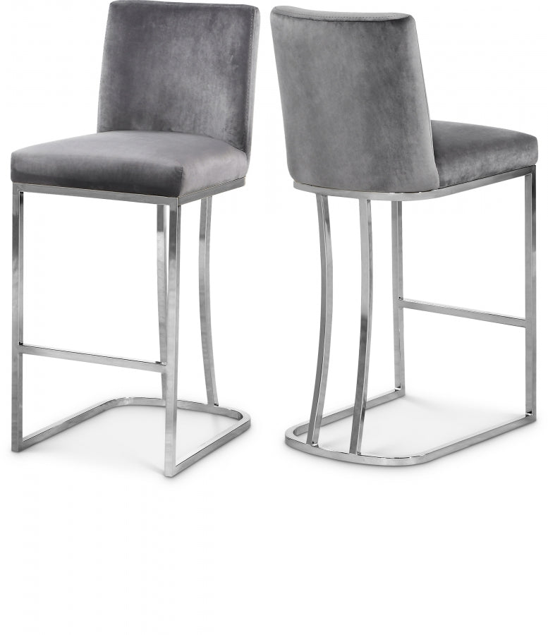 Heidi Velvet Upholstered Counter Stool — 708-C - Grey - 708Grey-C Double Chair