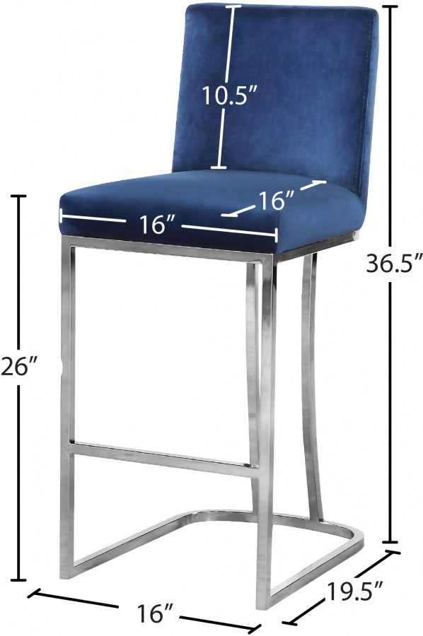 Heidi Velvet Upholstered Counter Stool — 708-C - Blue - 708Navy-C Dim