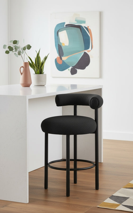 Bordeaux Boucle Fabric Upholstered Stool — 551-C - Black - 551Black-C alternate view 1