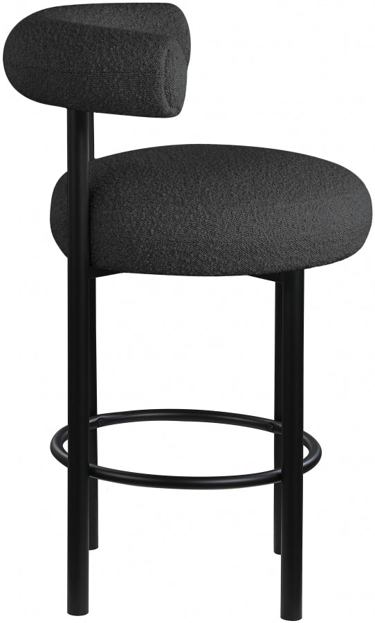 Bordeaux Boucle Fabric Upholstered Stool — 551-C - Black - 551Black-C alternate view 4