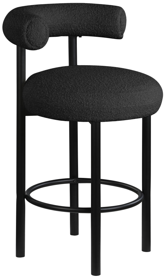 Bordeaux Boucle Fabric Upholstered Stool — 551-C - Black - 551Black-C