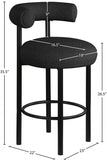 Bordeaux Boucle Fabric Upholstered Stool — 551-C - Black - 551Black-C Dim