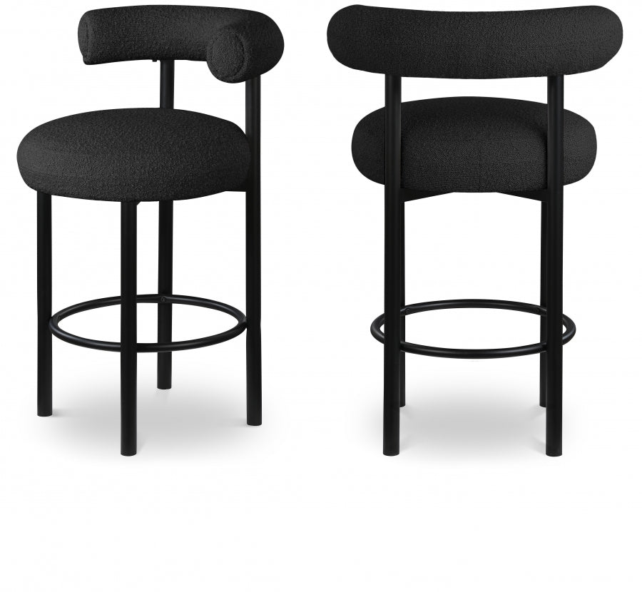 Bordeaux Boucle Fabric Upholstered Stool — 551-C - Black - 551Black-C Double Chair