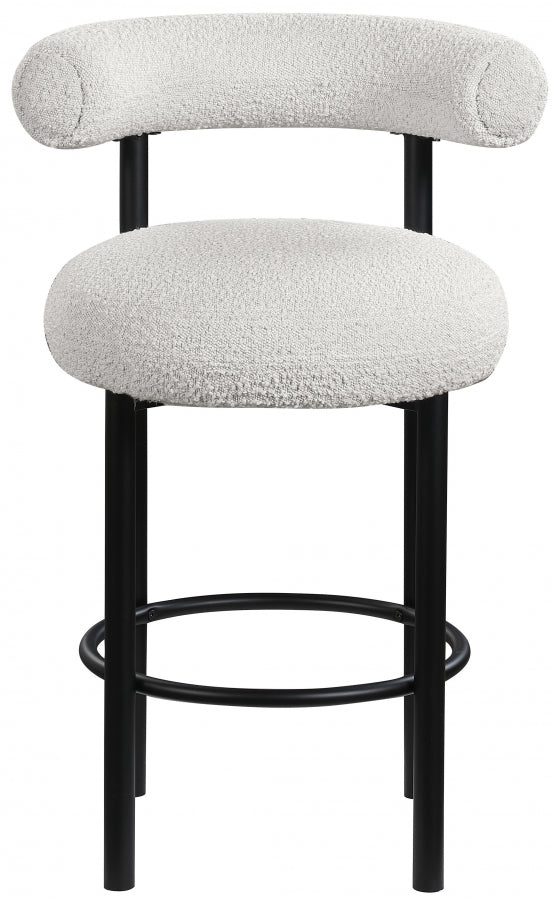 Bordeaux Boucle Fabric Upholstered Stool — 551-C - Cream - 551Cream-C alternate view 3