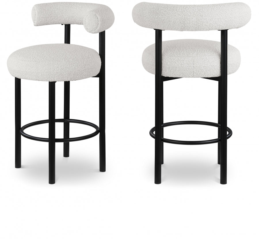 Bordeaux Boucle Fabric Upholstered Stool — 551-C - Cream - 551Cream-C Double Chair