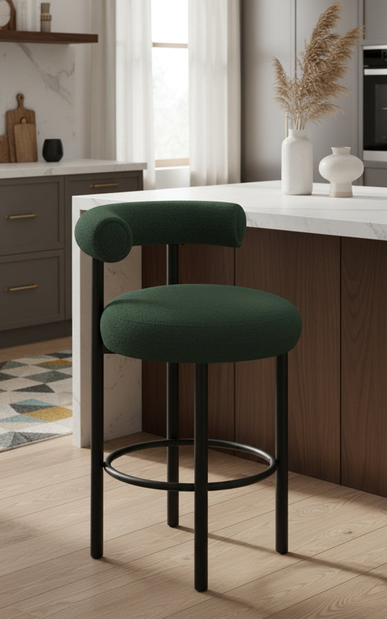 Bordeaux Boucle Fabric Upholstered Stool — 551-C - Green - 551Green-C alternate view 1