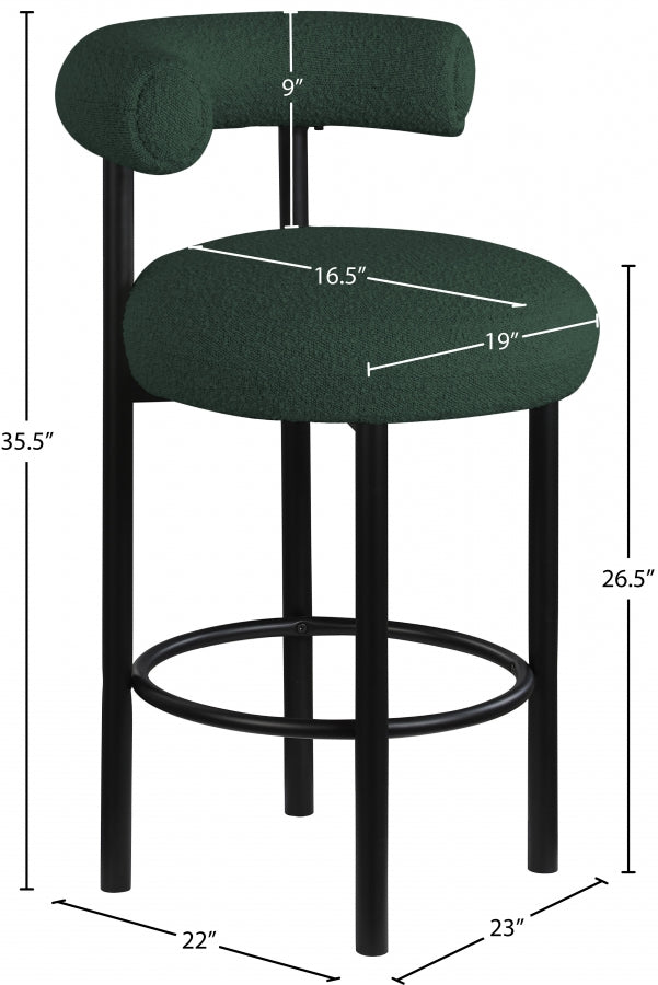 Bordeaux Boucle Fabric Upholstered Stool — 551-C - Green - 551Green-C Dim