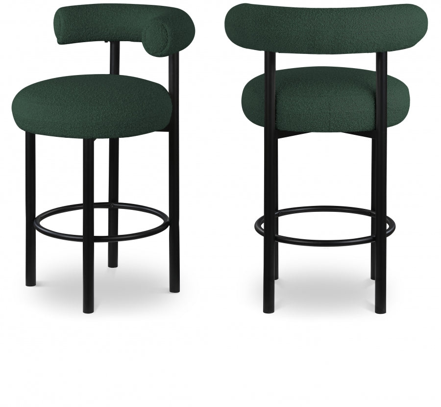 Bordeaux Boucle Fabric Upholstered Stool — 551-C - Green - 551Green-C Double Chair
