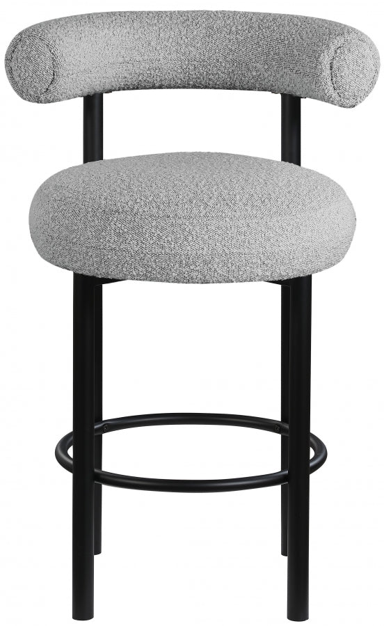 Bordeaux Boucle Fabric Upholstered Stool — 551-C - Grey - 551Grey-C alternate view 3