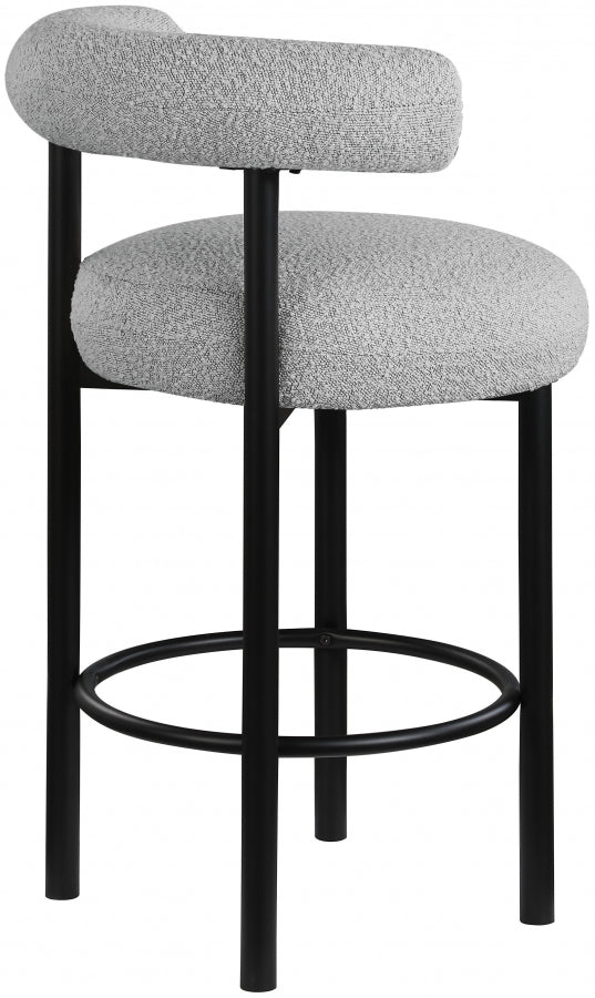 Bordeaux Boucle Fabric Upholstered Stool — 551-C - Grey - 551Grey-C alternate view 5