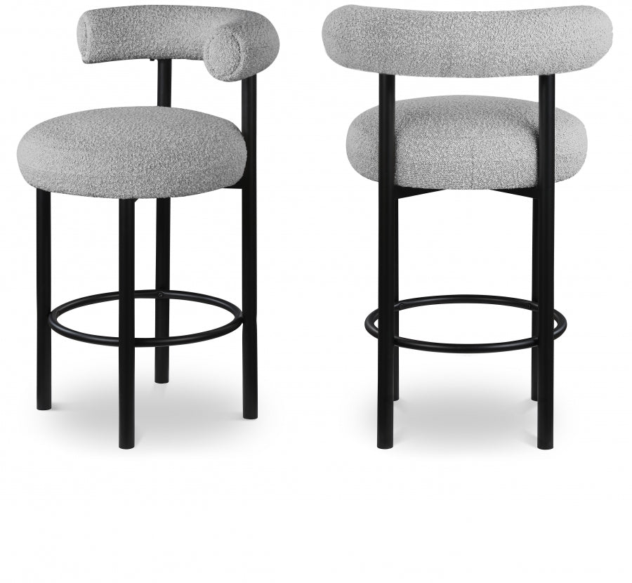 Bordeaux Boucle Fabric Upholstered Stool — 551-C - Grey - 551Grey-C Double Chair