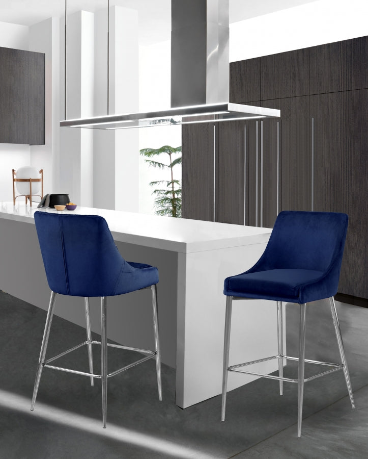 Karina Velvet Upholstered Counter Stool — 790-C - Blue - 790Navy-C alternate view 1