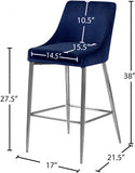 Karina Velvet Upholstered Counter Stool — 790-C - Blue - 790Navy-C Dim