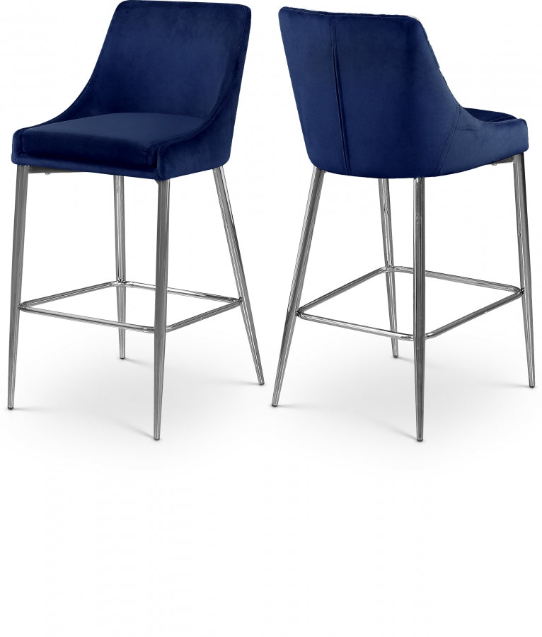 Karina Velvet Upholstered Counter Stool — 790-C - Blue - 790Navy-C Double Chair