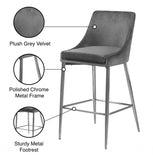 Karina Velvet Upholstered Counter Stool — 790-C - Grey - 790Grey-C Infographic