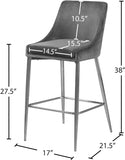 Karina Velvet Upholstered Counter Stool — 790-C - Grey - 790Grey-C Dim