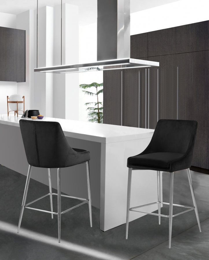 Karina Velvet Upholstered Counter Stool — 790-C - Black - 790Black-C alternate view 1